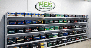 Portfólio de baterias automotivas em loja especializada